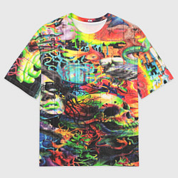 Мужская футболка оверсайз Кислотные рисунки психоделика