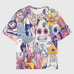 Мужская футболка оверсайз Психоделические монстры