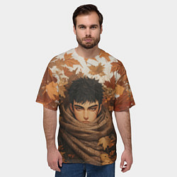 Футболка оверсайз мужская Юный Гатс в осенней листве, цвет: 3D-принт — фото 2