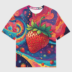 Мужская футболка оверсайз Психоделика клубничка