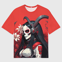 Футболка оверсайз мужская Девушка с макияжем калавера, цвет: 3D-принт
