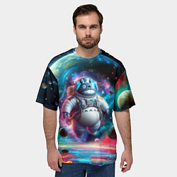 Футболка оверсайз мужская Astronaut Totoro in neon space - ai art fantasy, цвет: 3D-принт — фото 2
