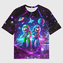Мужская футболка оверсайз Космонавты Марио и Луиджи покоряют космос - нейроа