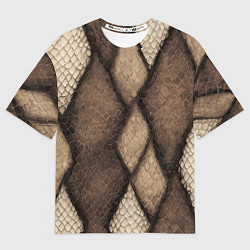 Мужская футболка оверсайз Кожа змеи ромбы