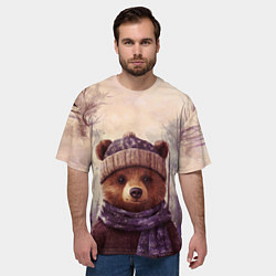 Футболка оверсайз мужская Мишка в пасмурном лесу, цвет: 3D-принт — фото 2