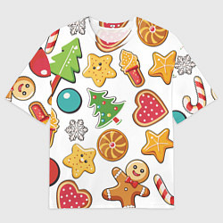 Мужская футболка оверсайз Новогодние сладости