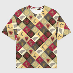 Мужская футболка оверсайз Лого домов Игра престолов паттерн