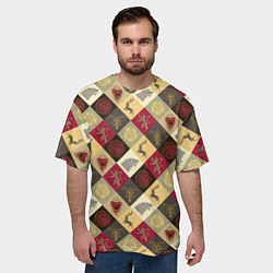 Футболка оверсайз мужская Лого домов Игра престолов паттерн, цвет: 3D-принт — фото 2