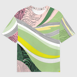 Мужская футболка оверсайз Салатовая абстракция