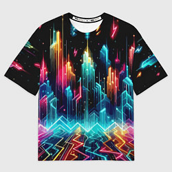Футболка оверсайз мужская Neon fantastic metropolis - vaporwave, цвет: 3D-принт