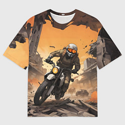 Футболка оверсайз мужская Байкер в движении, цвет: 3D-принт