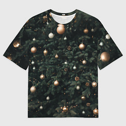Мужская футболка оверсайз Паттерн - Новогодняя елка