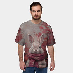 Футболка оверсайз мужская Кролик в малиновых тонах, цвет: 3D-принт — фото 2