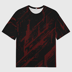 Футболка оверсайз мужская Красные точки на чёрном фоне, цвет: 3D-принт