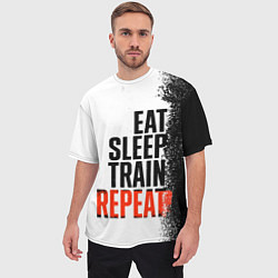 Футболка оверсайз мужская Eat sleep train repeat, цвет: 3D-принт — фото 2