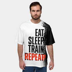 Футболка оверсайз мужская Eat sleep train repeat, цвет: 3D-принт — фото 2