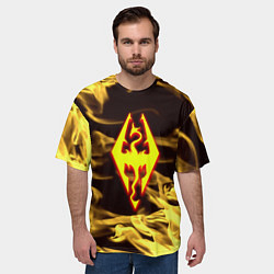 Футболка оверсайз мужская Скайрим лого в огне, цвет: 3D-принт — фото 2