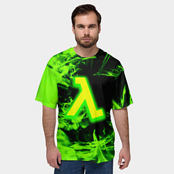 Футболка оверсайз мужская Half life кислотное лого огонь, цвет: 3D-принт — фото 2