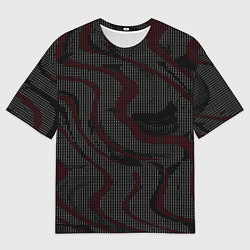 Футболка оверсайз мужская Красно-белые точки на чёрном фоне, цвет: 3D-принт