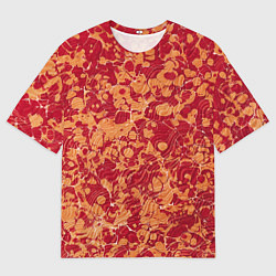Футболка оверсайз мужская Абстрактная текстура - красно-оранжевая рябь, цвет: 3D-принт