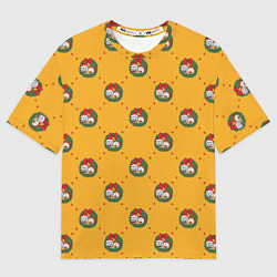 Мужская футболка оверсайз Рик и Морти Новый год паттерн