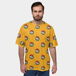 Футболка оверсайз мужская Рик и Морти Новый год паттерн, цвет: 3D-принт — фото 2