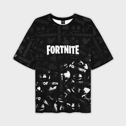 Футболка оверсайз мужская Fortnite pattern black, цвет: 3D-принт