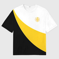 Мужская футболка оверсайз Мы русские с нами Бог малый желтый КЦК Николай II