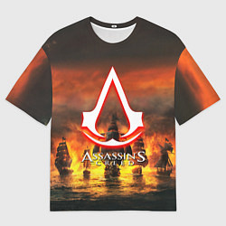 Футболка оверсайз мужская Assassins Creed корабли, цвет: 3D-принт