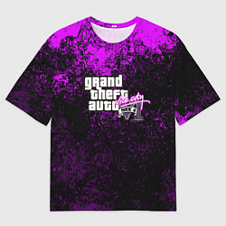 Мужская футболка оверсайз GTA 6 vice city брызги красок неон