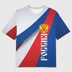 Мужская футболка оверсайз Цвета флага России и герб