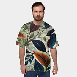 Футболка оверсайз мужская Листья искусство, цвет: 3D-принт — фото 2