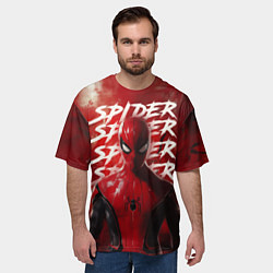 Футболка оверсайз мужская Spider-man red background, цвет: 3D-принт — фото 2