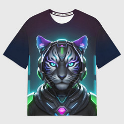 Футболка оверсайз мужская Неоновый тигр, цвет: 3D-принт