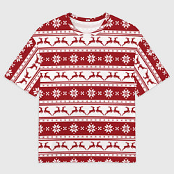 Футболка оверсайз мужская Скандинавский полосатый орнамент с оленями, цвет: 3D-принт