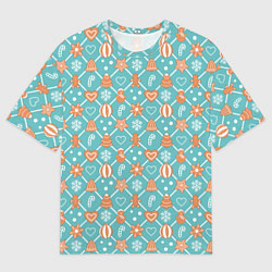 Мужская футболка оверсайз Новогодний фон с печеньем