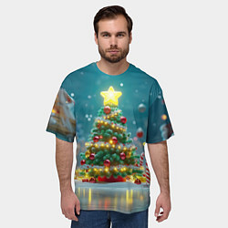 Футболка оверсайз мужская Новогодняя объемная елочка, цвет: 3D-принт — фото 2
