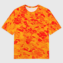 Мужская футболка оверсайз Красные плитки на жёлтом фоне