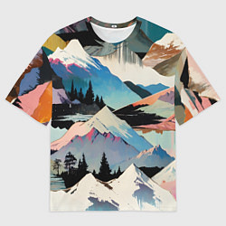 Мужская футболка оверсайз Снежные горы
