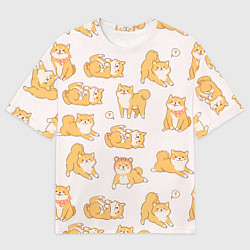 Мужская футболка оверсайз Паттерн сиба ину