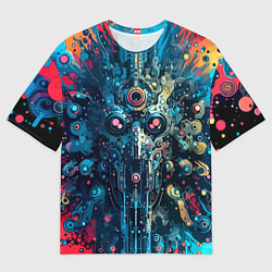 Футболка оверсайз мужская Таинственная кибер физиономия - паттерн, цвет: 3D-принт