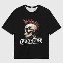 Мужская футболка оверсайз Purgen череп к красным ирокезом