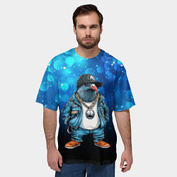 Футболка оверсайз мужская Голубь гангстер, цвет: 3D-принт — фото 2