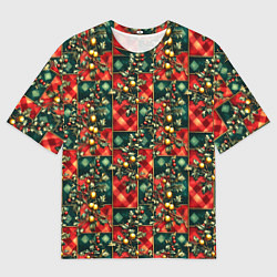 Мужская футболка оверсайз Остролистный падуб и золотые шары