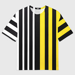 Мужская футболка оверсайз Вертикальные полосы триколор жёлтый