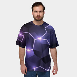 Футболка оверсайз мужская Молниеносная геометрия с подсветкой, цвет: 3D-принт — фото 2