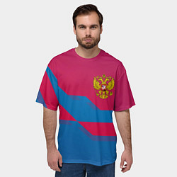 Футболка оверсайз мужская Россия спортивная геометрия текстура, цвет: 3D-принт — фото 2