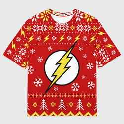 Футболка оверсайз мужская Флэш новогодний, цвет: 3D-принт
