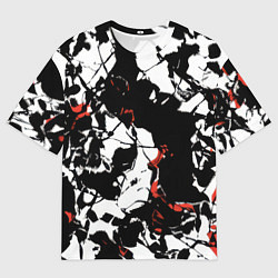 Футболка оверсайз мужская Черно-красный камуфляж, цвет: 3D-принт