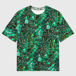 Мужская футболка оверсайз Змеиная зелёная кожа